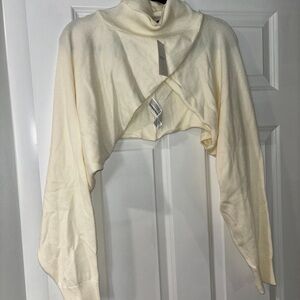 Cream Turtleneck Cropped Sweater